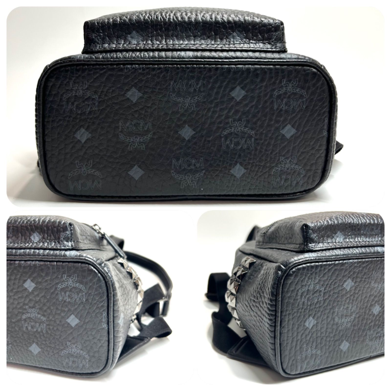 MCM エムシーエム ミニ リュック バックパック スタッズ レディース 黒 