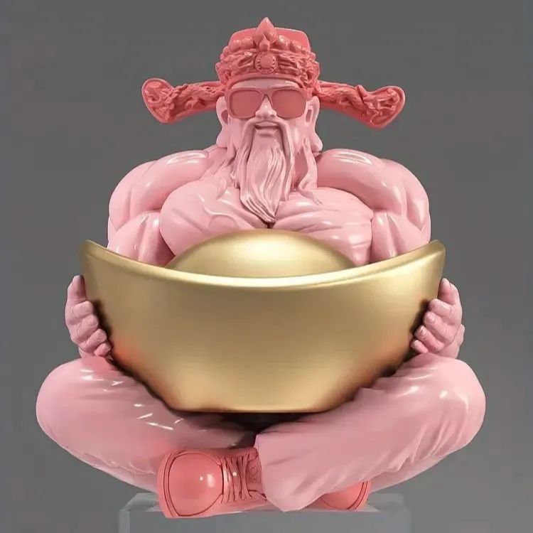 筋肉隆々の福神の車のインテリア ２カラー 高さ15cm 富の神 装飾品 ピンク ブルー インテリア雑貨 車のインテリア ギフト 置物 雑貨 幸運 風水