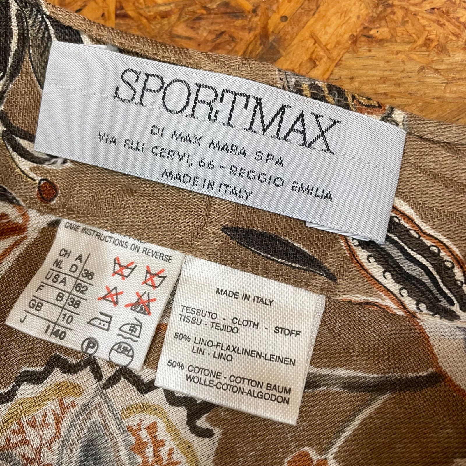 イタリア製 SPORTMAX 総柄プリーツスカート サイズ40 綿×麻 スポーツ