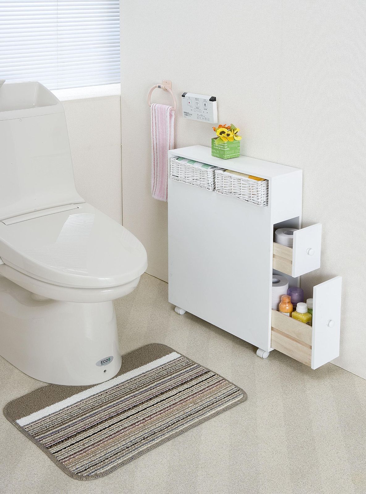 大 SUN HARVEST トイレラック ホワイト 完成品 LS-2400WH 15.5×50×71cm 並行輸入品