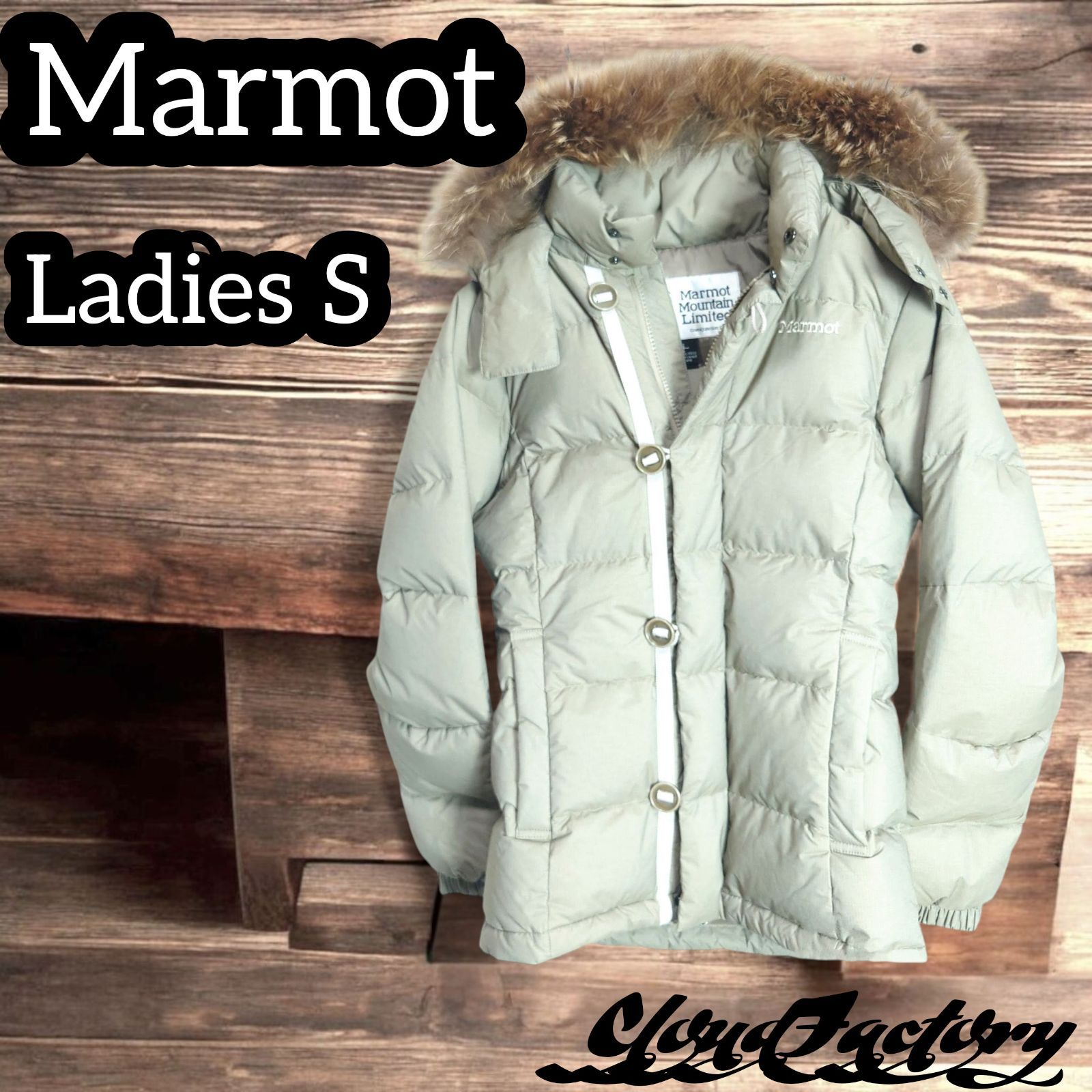 マーモット ファー付きダウンジャケット レディースS アッシュ Marmot 750Fill リアルファー