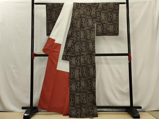 平和屋着物□本場大島紬 草花文 正絹 逸品 AAAU5946sw 平和屋着物＊夏物