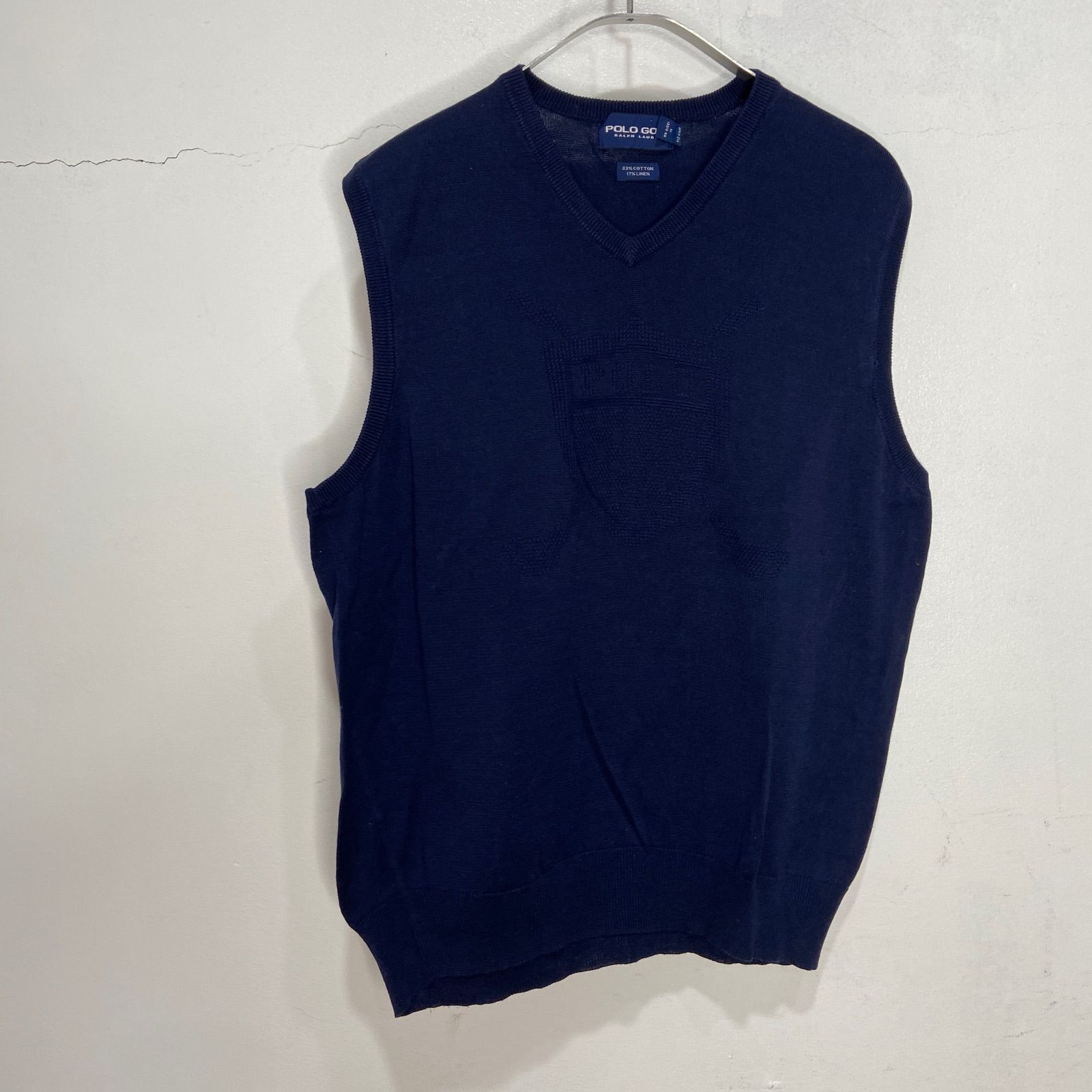 POLO GOLF ネイビー Vネック ベスト ☆POLOGOLF☆ラルフローレン☆Vネックベスト☆コットンリネン