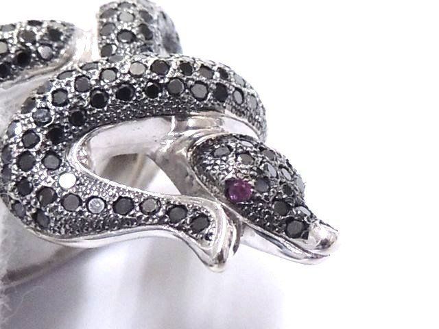 2 K18 WG ホワイトゴールド リング □ 16号 ブラックダイヤ1.87ct 11.9  