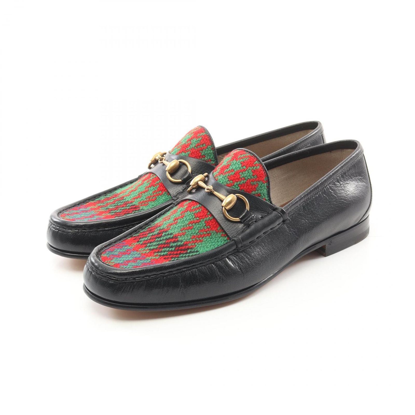 グッチ GUCCI ローファー ホースビット レザー ファブリック 