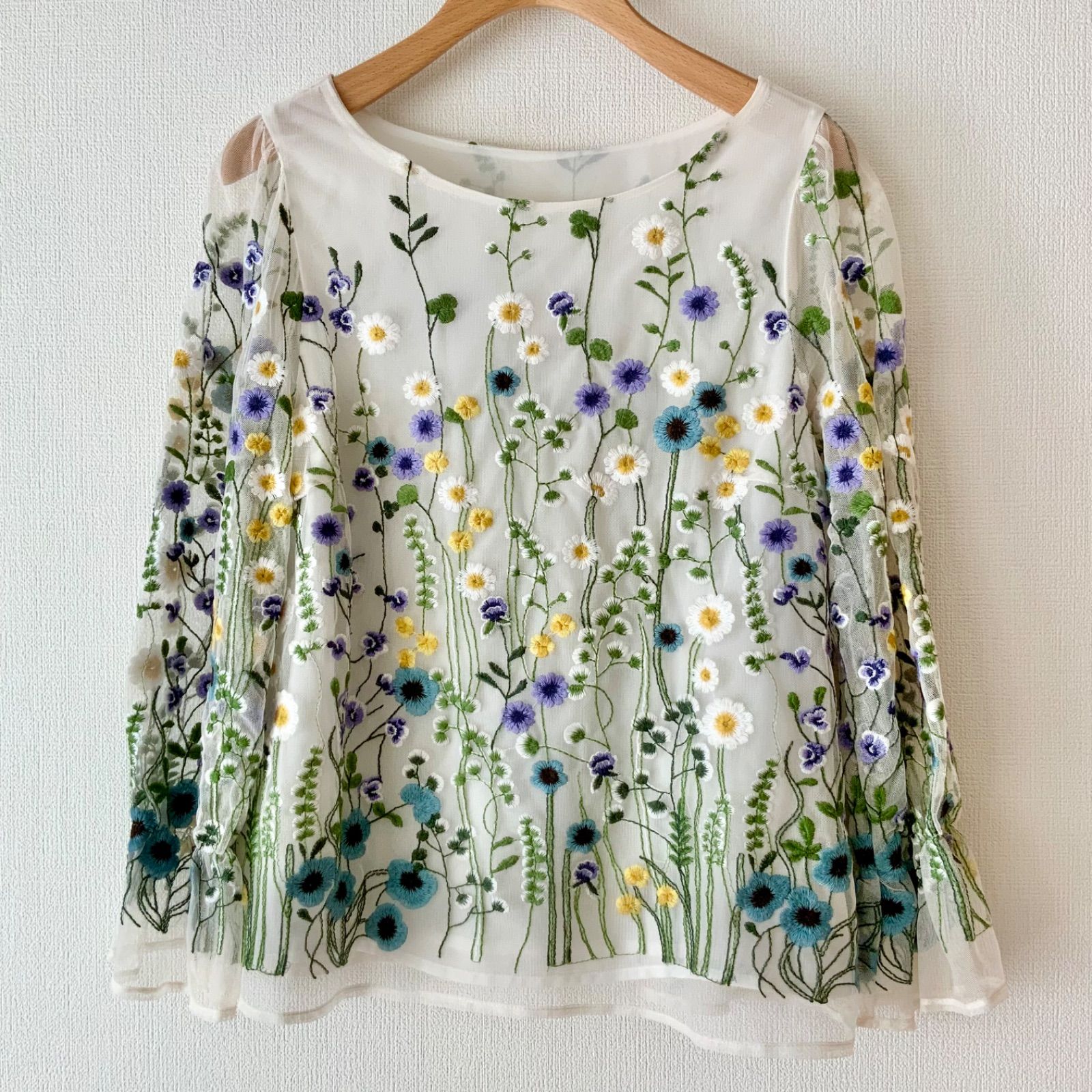 ☆美品☆【ANATELIER アナトリエ】花柄 チュール刺繍 ブラウス サイズ 