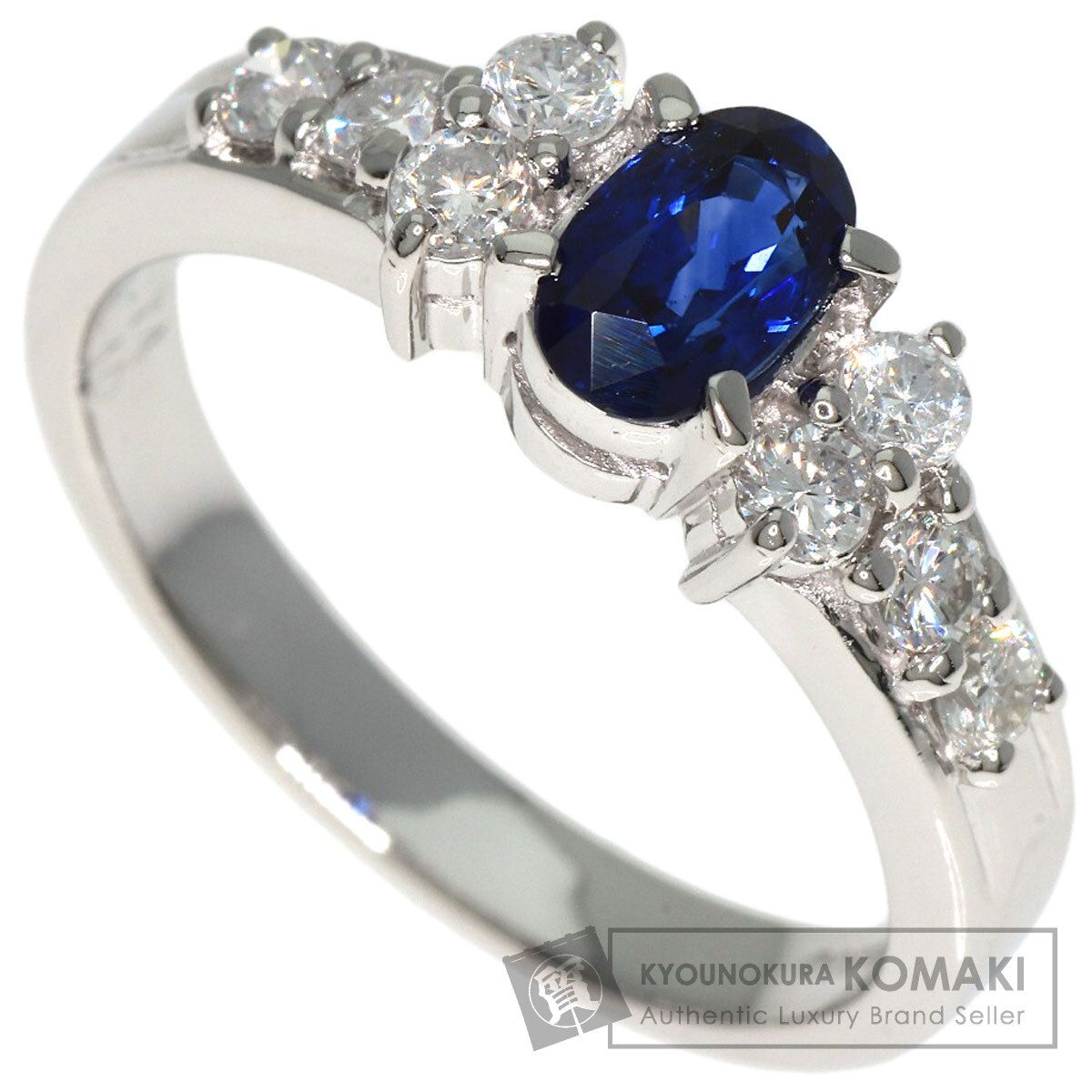 サファイヤ・ダイヤのデザインリング Pt900 サイズ14号 PT900 サファイアリング サファイア3.7・ダイヤモンド1.40