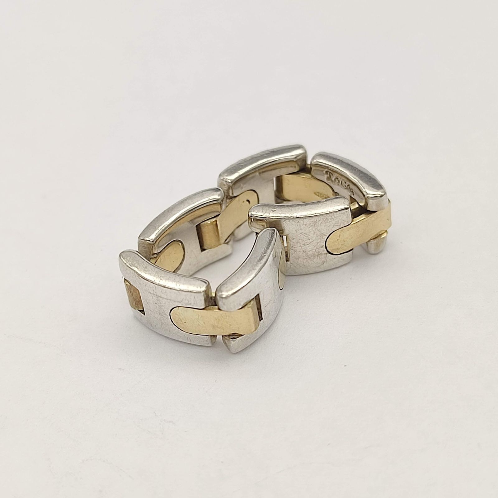 ティファニー TIFFANY Hリンク リング 7号 SV YG コンビ 美品】Tiffany ティファニー Hリンク コンビ リング 750×シルバー925