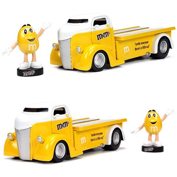 新品 🇺🇸 JADA TOYS 1:24 M&M’S YELLOW & 1947 FORD COE FLATBED  ミニカー  エムアンドエムズ イエロー チョコレート フィギュア フォード アメリカン雑貨 コレクション