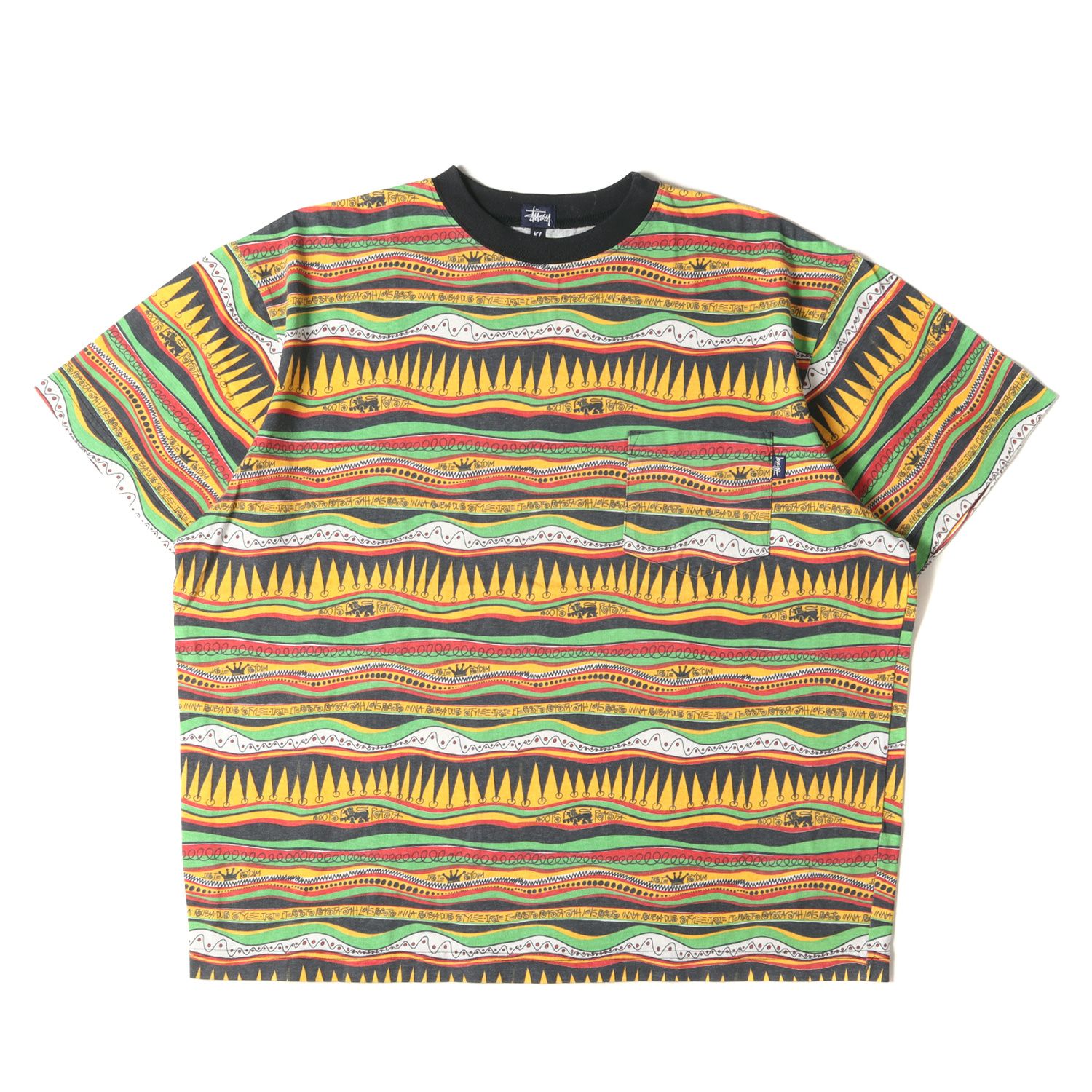 90s old stussy ポケットボーダーTシャツ OLD STUSSY USA製 ボーダー ポケット Tシャツ 紺タグ 90s