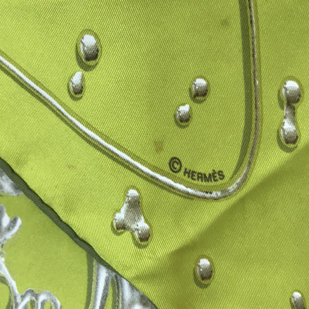 HERMES(エルメス) スカーフ ポワンテュー ライトグリーン シルク