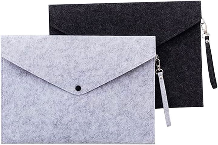 ノーブランド ファイル ファイルケース フェルト a4 書類収納 ドキュメントケース 書類ケース バッグ ホルダー 資料収納 小物入れ ハンドル付きバッグ 収納ケース ファイルフォルダー 2枚入り( グレー)