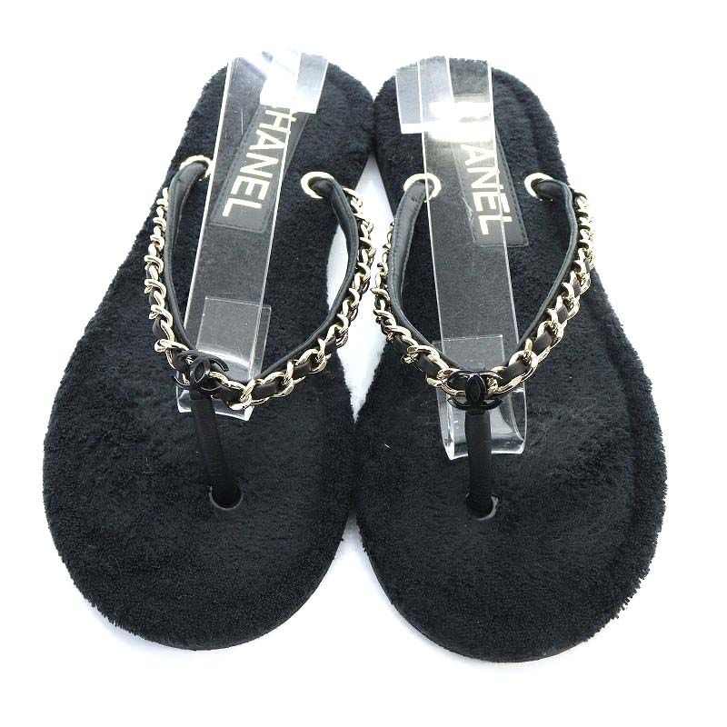 シャネル CHANEL トングサンダル フラット ココマーク チェーン