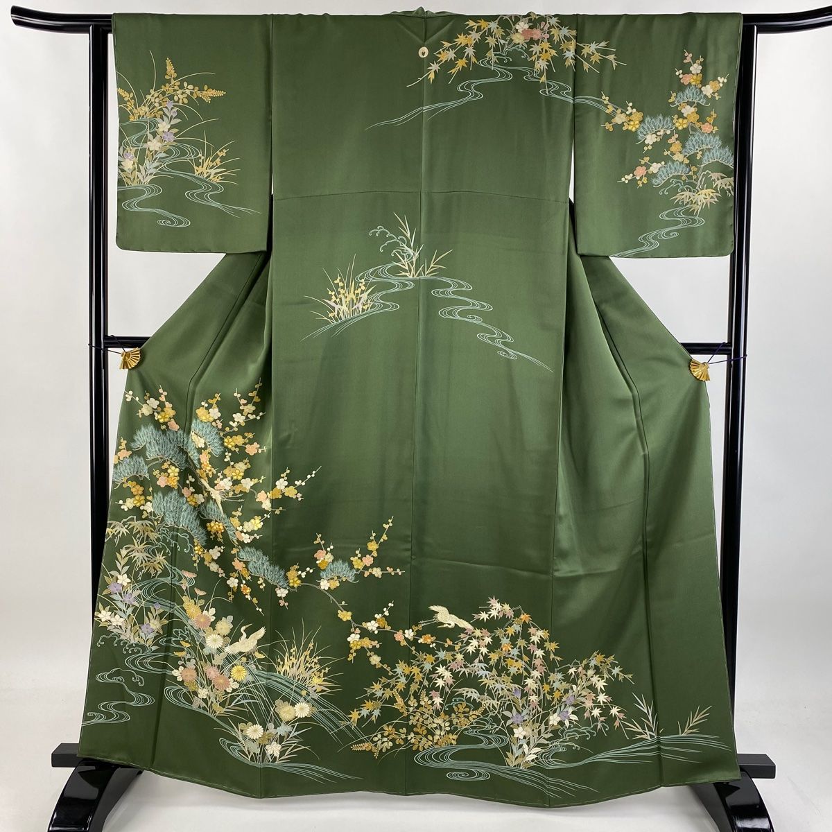 訪問着 身丈164.5cm 裄丈64cm M 袷 千總 落款 松竹梅 鶴 刺繍
