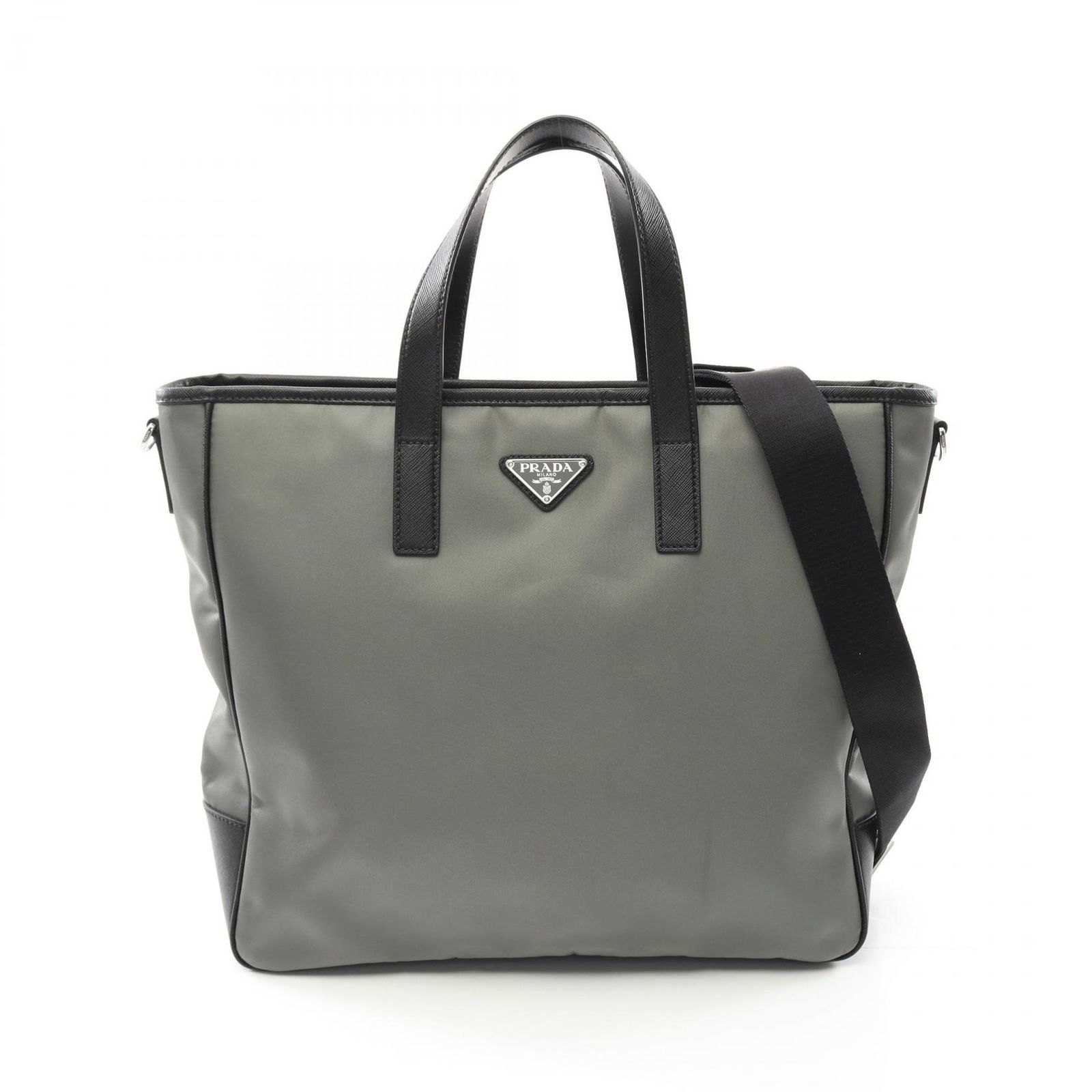 プラダ PRADA トートバッグ TESSUTO+SAFFIANO 2VG064 グレー