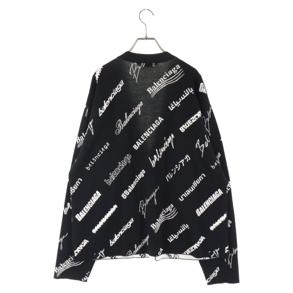 BALENCIAGA (バレンシアガ) Multi Logo Cardigan マルチロゴ 総柄 ニットカーディガン ブラック 724852  T1665 - メルカリ