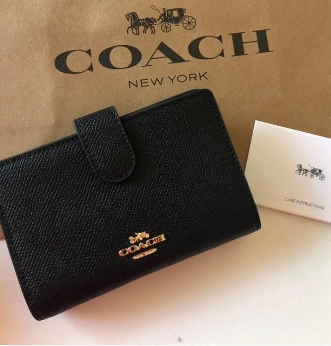 COACH 新品 ブラック 折り財布 コーチ メンズ レディース 財布 W02