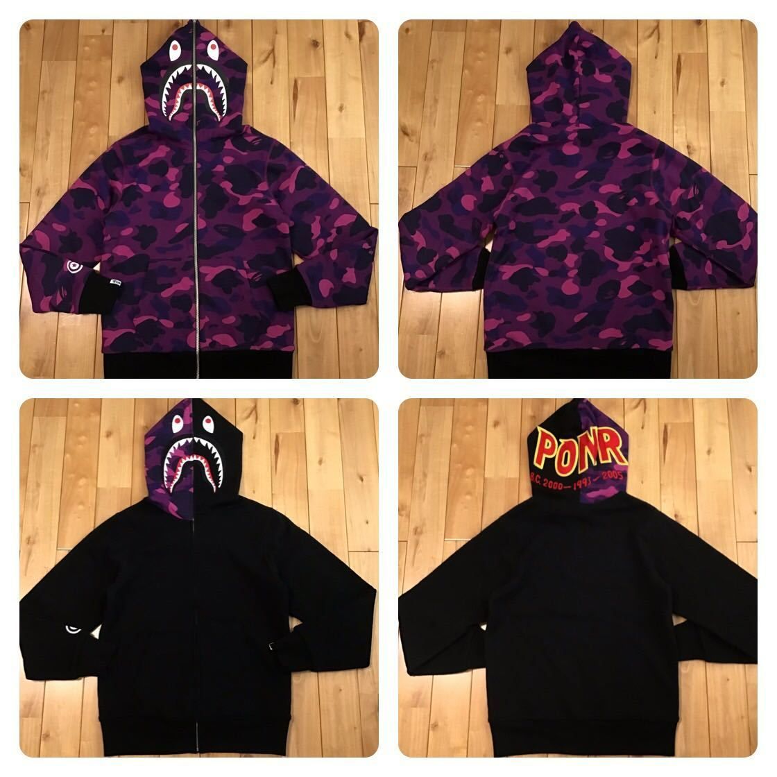 ★リバーシブル★ シャーク パーカー Sサイズ purple camo reversible shark full zip hoodie a  bathing ape BAPE エイプ ベイプ 迷彩