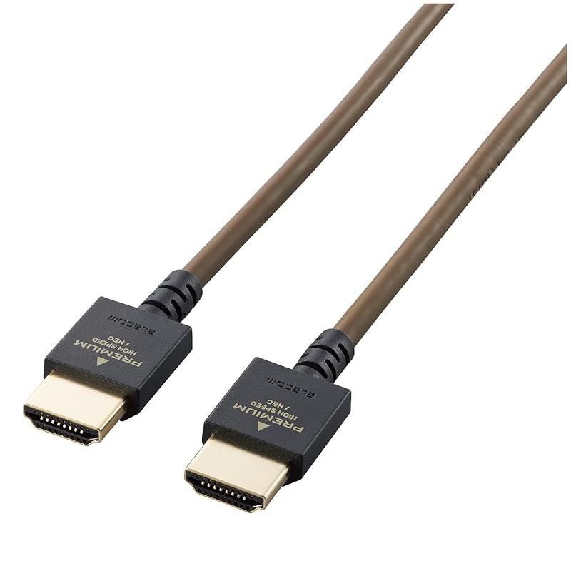 エレコム HDMIケーブル 1m プレミアム 4K 2K (60P) HDR対応 やわらかケーブル ダークブラウン DH-HDP14EY10DB 0