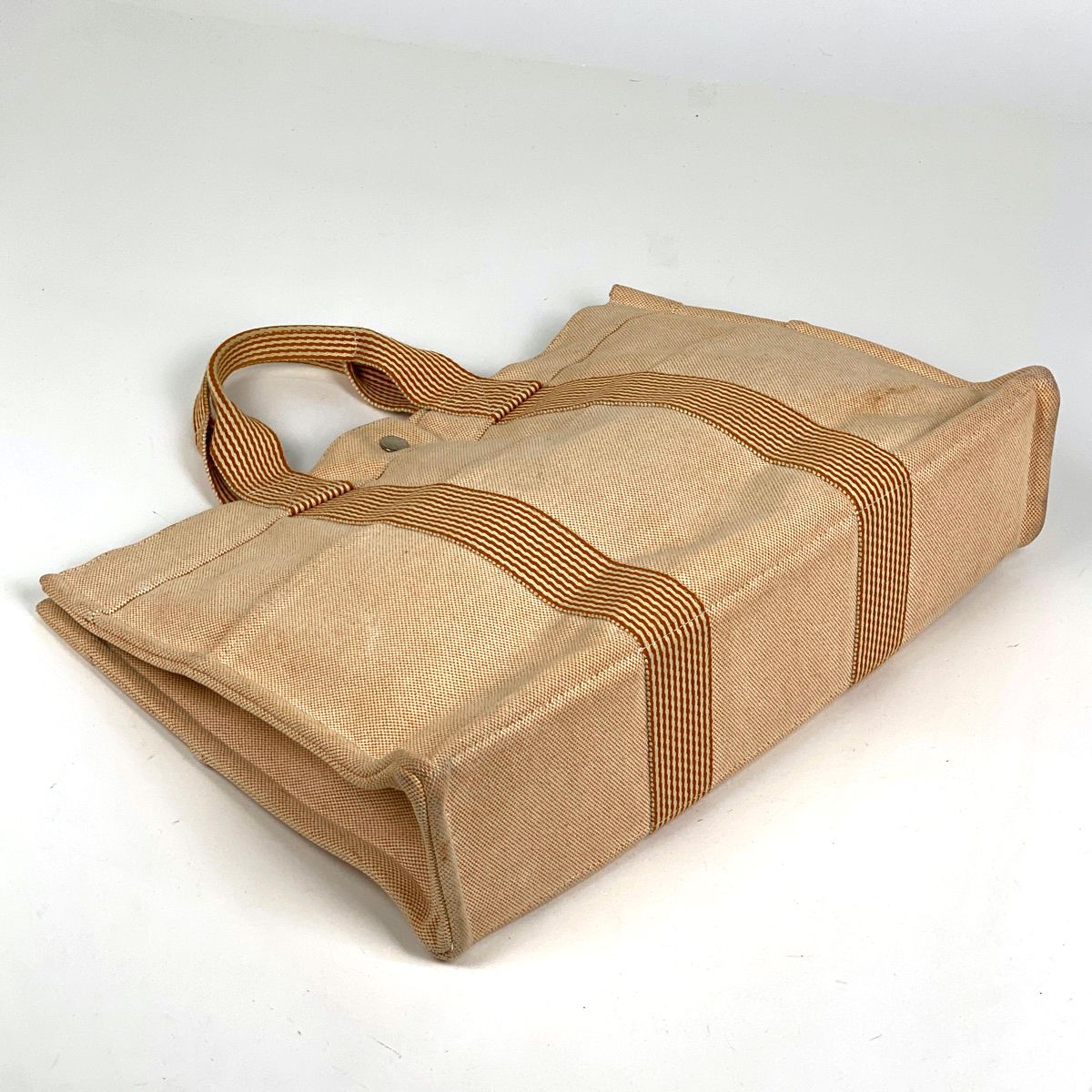 エルメス HERMES ニューフールトゥ MM ハンドバッグ トートバッグ キャンバス オレンジ レディース