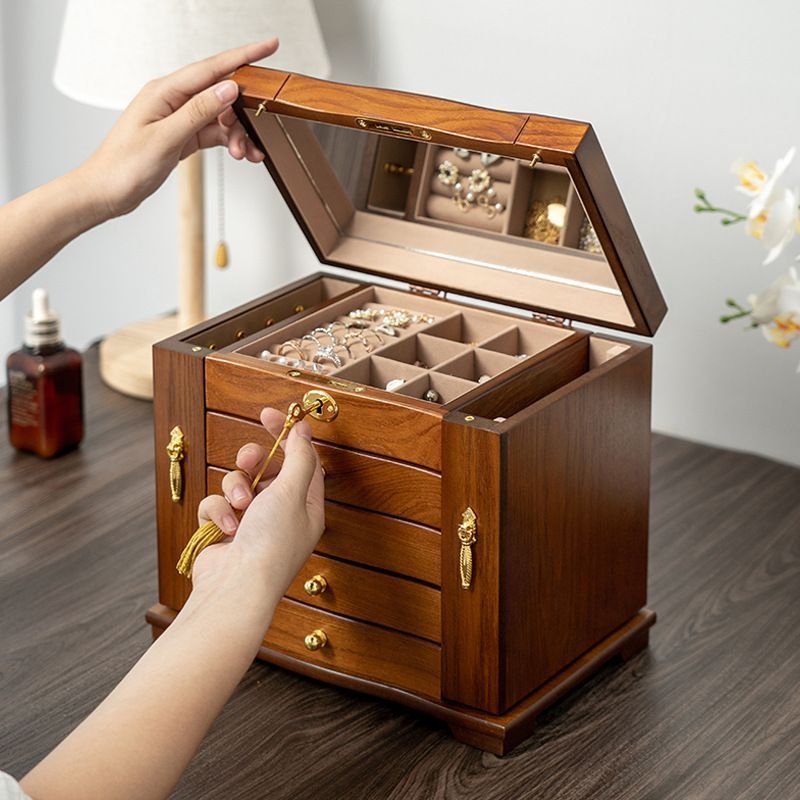 木製ダークブラウン4段アクセサリーケース　日本製 木製ダークブラウン4段アクセサリーケース 日本製 木製ダークブラウン4