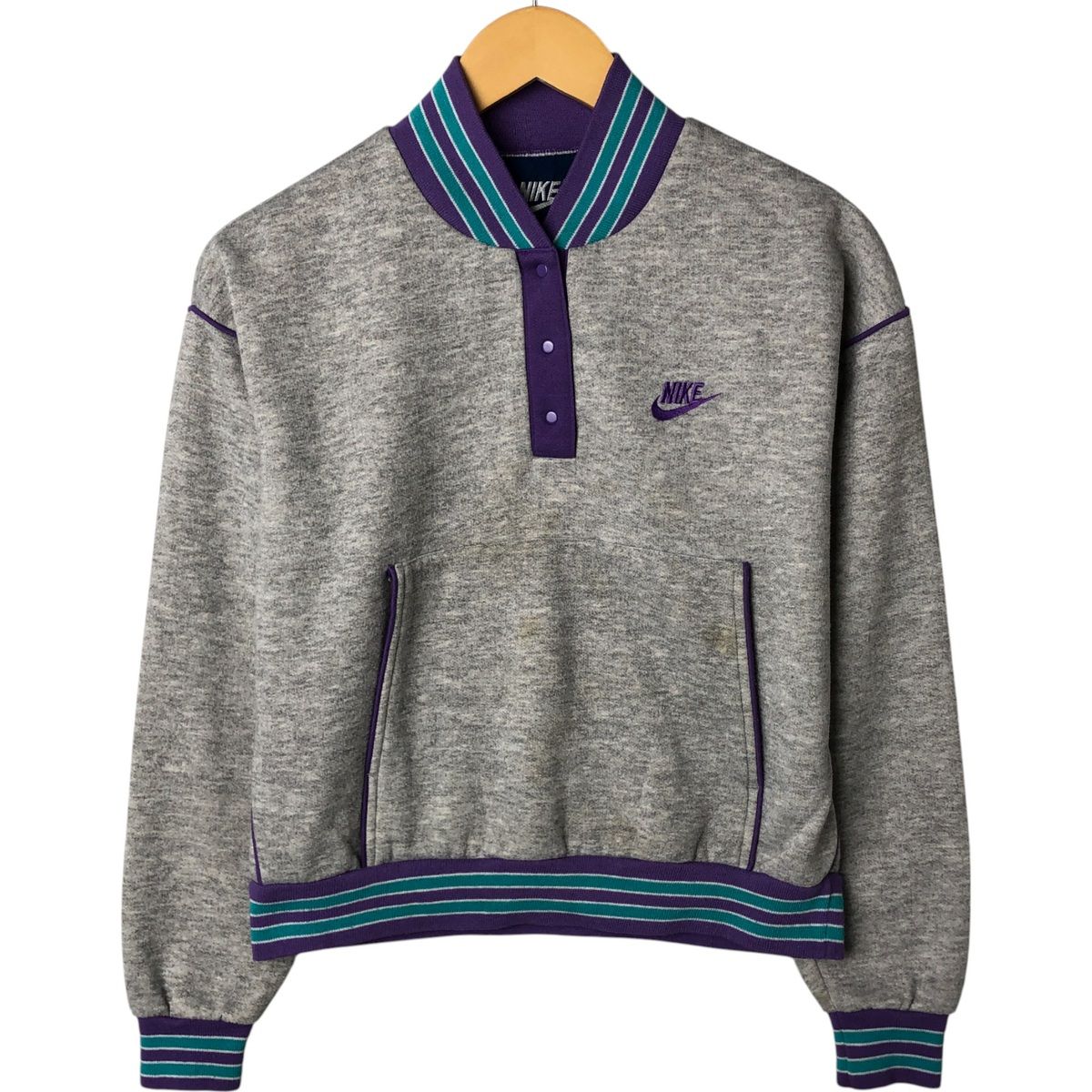 古着 80年代 ナイキ NIKE 紺タグ ハーフボタン スウェットシャツ