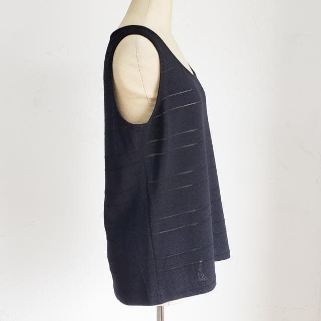  セントジョン ウール混 透かし柄 ボーダー ノースリーブ ニット トップス M タンクトップ 男の子向け