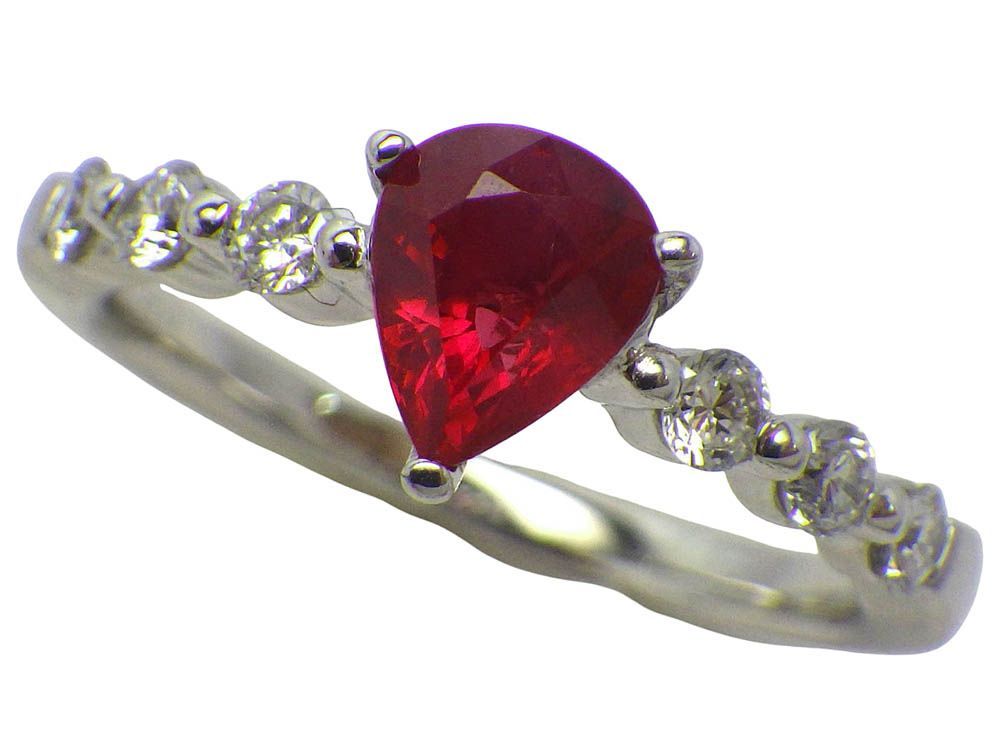 ルビー ダイヤモンドリング K18WG 2.75g 10号 Jewelry Ruby Dia Ring