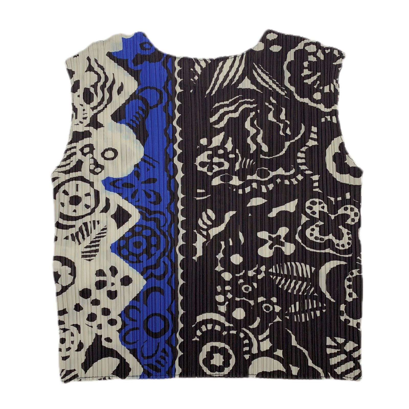 未使用◆プリーツプリーズ タンクトップ ブルー系◆ISSEY MIYAKE ISSEI MIYAKE イッセイミヤケ タンクトップ ブルー系 背面ロゴ