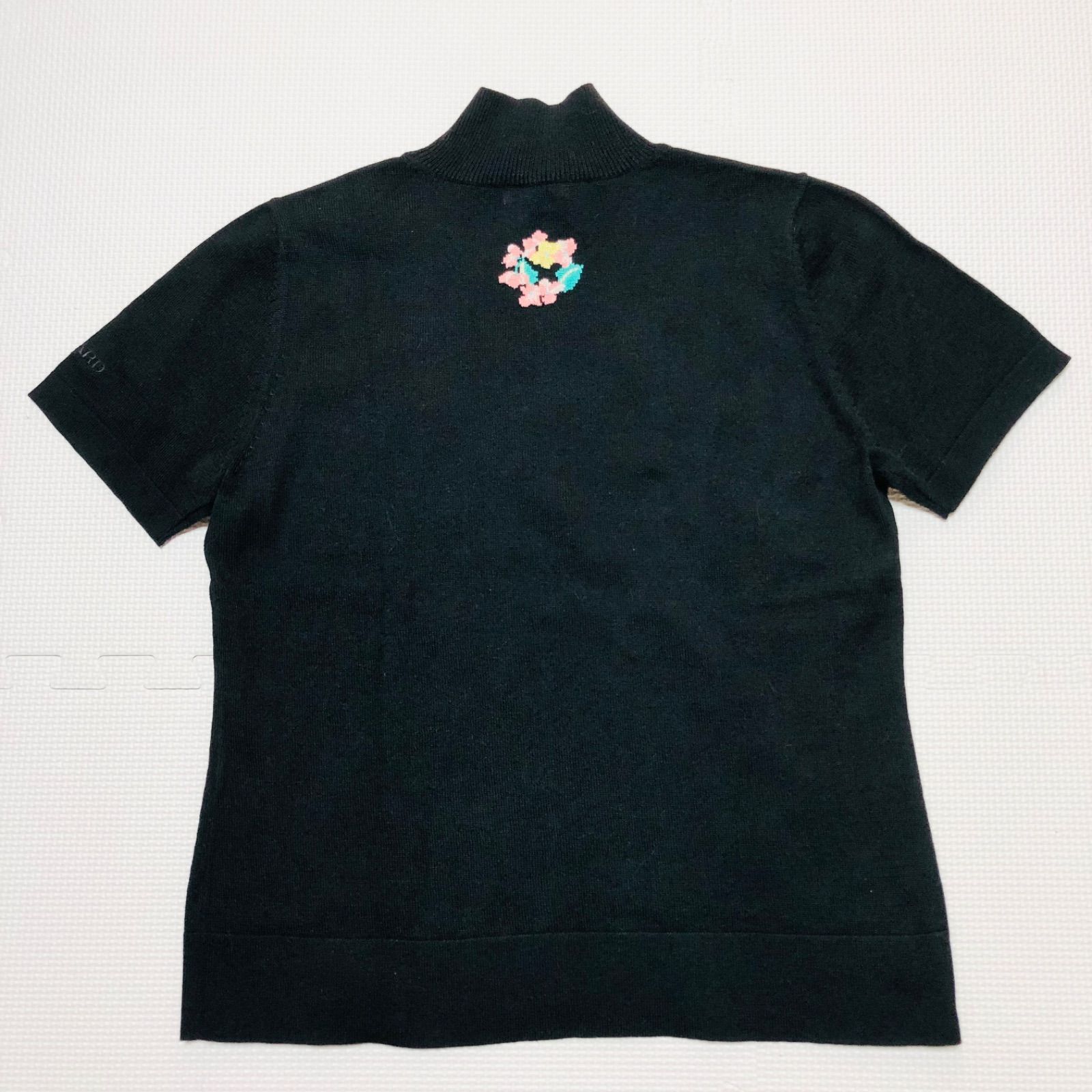 LEONARD 花柄 シルク ポロシャツ 半袖 ブラック