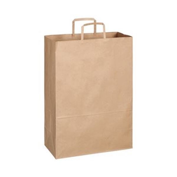 まとめ TANOSEE 紙手提袋 平紐 特大ヨコ340×タテ480×マチ幅170mm 茶無地 1パック 50枚 ×10セット