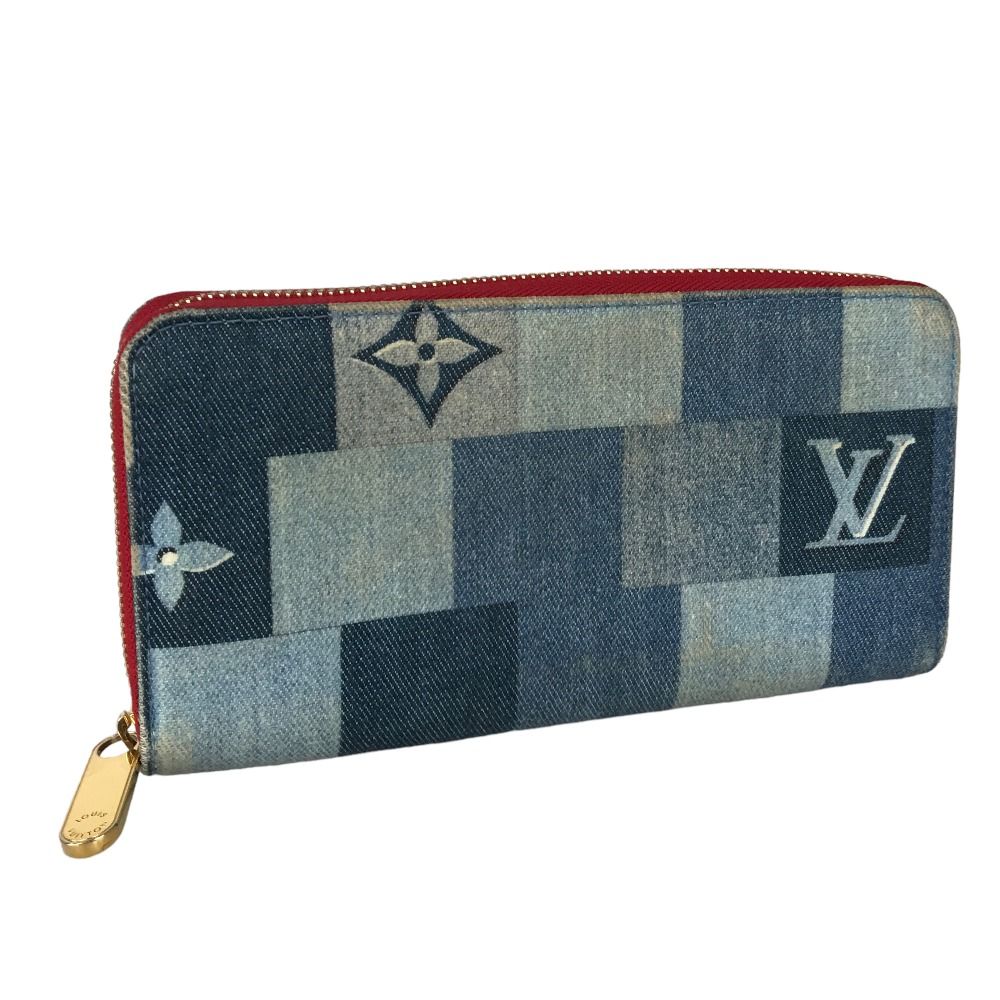 LOUIS VUITTON ルイヴィトン ジッピーウォレット デニム スクエア パッチワーク 長財布 レディース モノグラムデニム ブルー×レッド  M44938 中古品【鑑定書付き】 - メルカリ