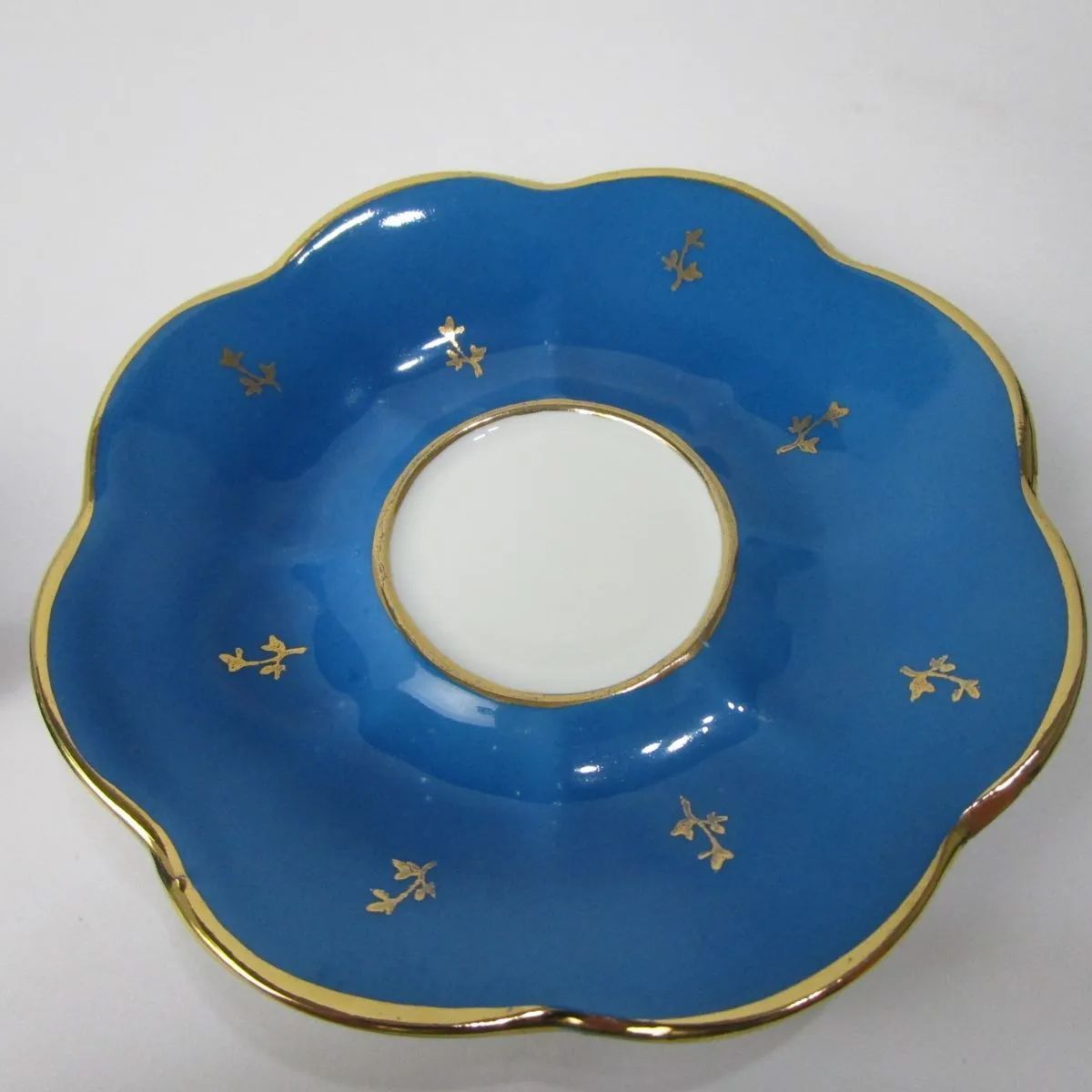 フランス リモージュ Limoges ターコイズブルー 金彩 手書