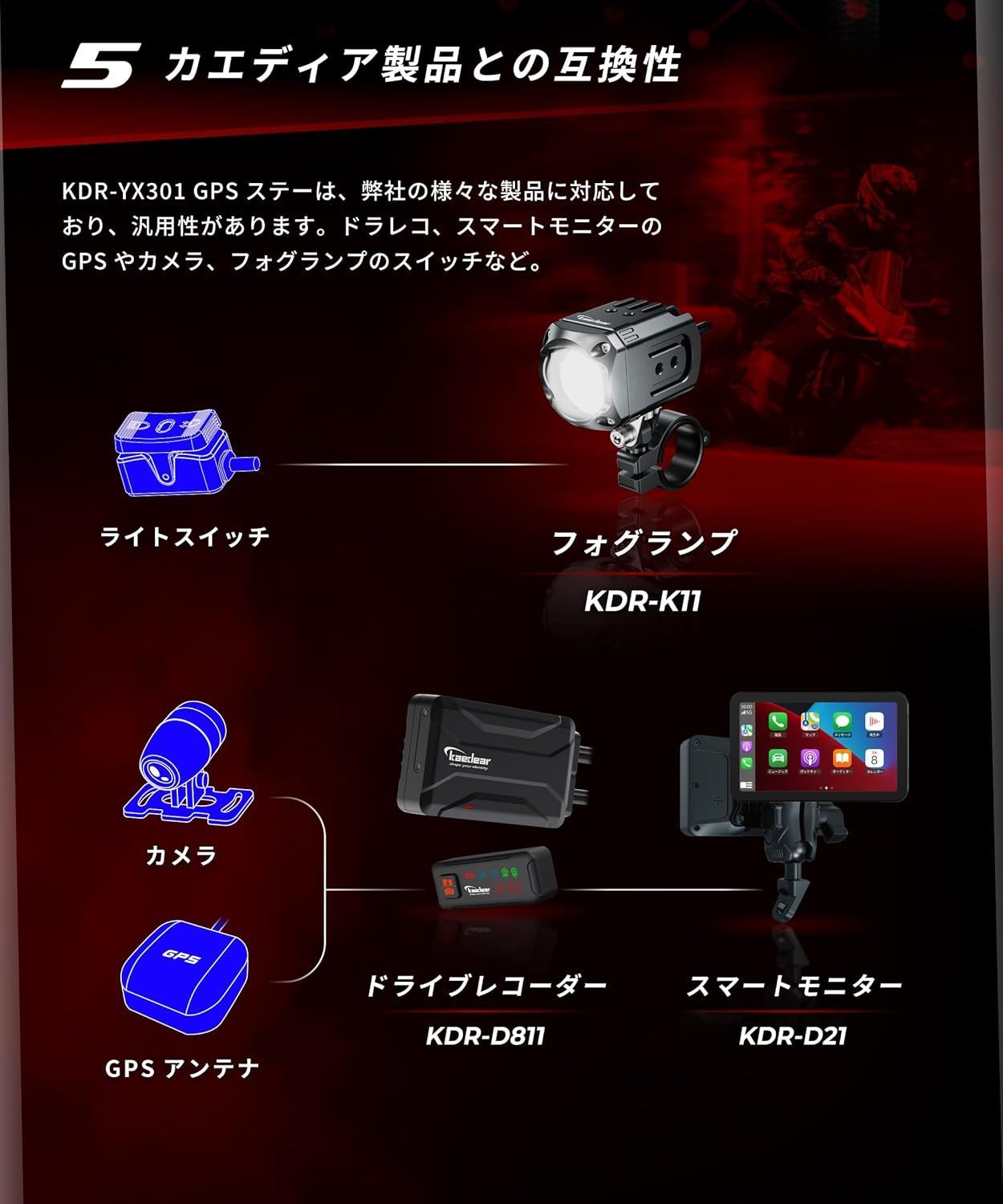 Kaedear(カエディア) バイク ドラレコ ステー カメラステー Kaedear(カエディア) バイク ドラレコ ステー カメラステー