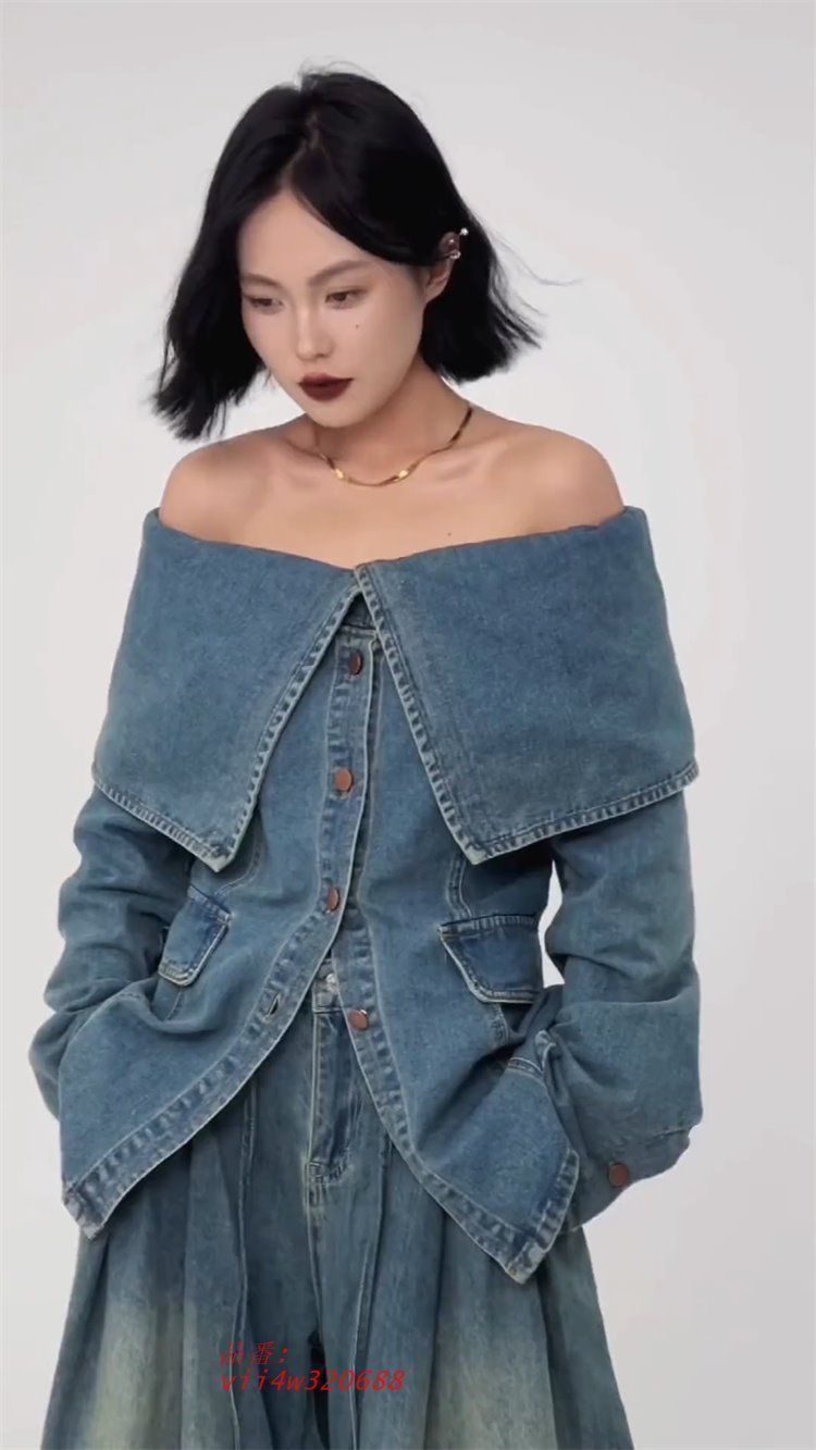 デニムシャツ長袖韓国ファッ vii 4 w 320688
