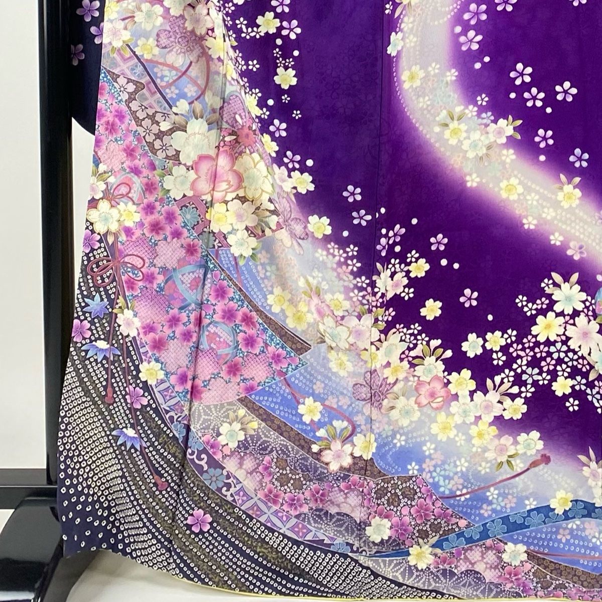 訪問着 身丈165cm 裄丈66.5cm M オンライン 袷 雪輪 桜 金彩 ぼかし