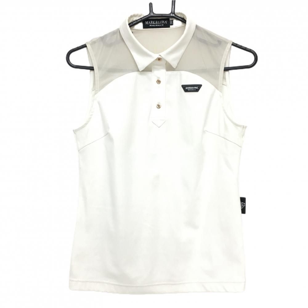 超美品】マークアンドロナ ノースリーブポロシャツ 白 肩シアー