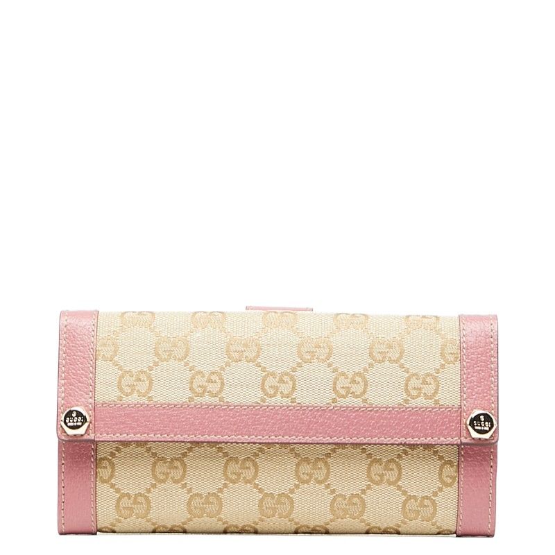 グッチ GGキャンバス 153211 ベージュ ピンク キャンバス レザー レディース GUCCI 227-33997