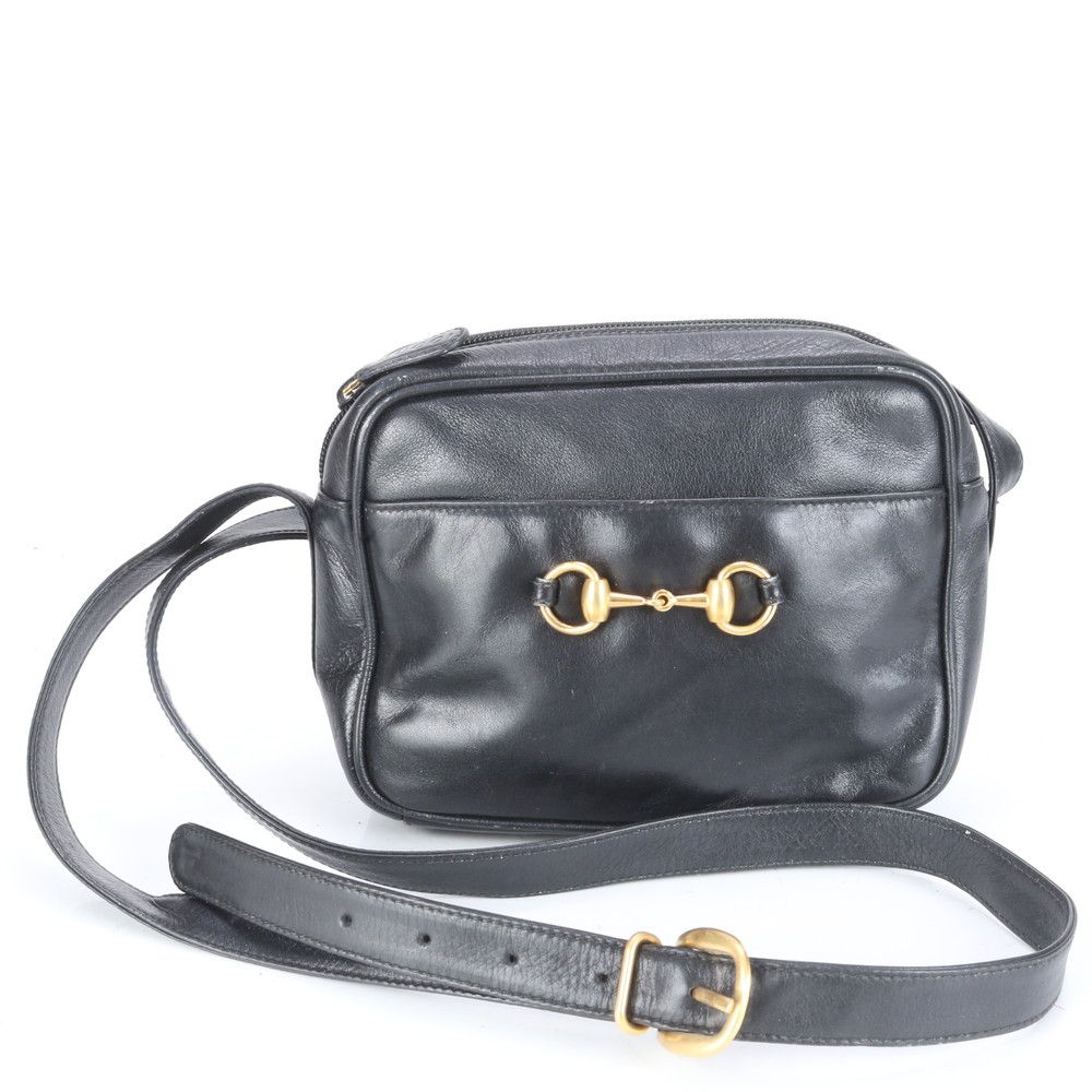 グッチ コントロールカード付 ホースビット レザー ショルダーバッグ