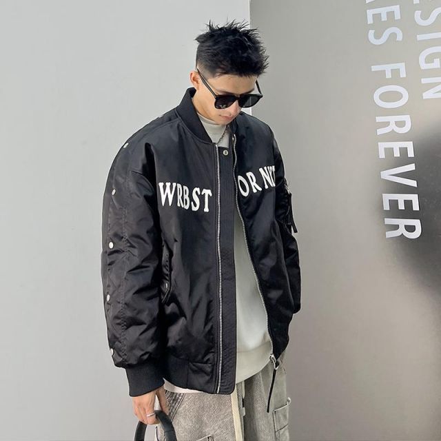 メンズ 服 シンプル ファッション オシャレ 大人 かっこいい 大きいサイズ ストリート 紳士服 ダウン ジャケット 冬 パイロット アメリカン プリント