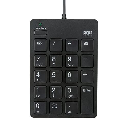 USB2.0ハブなし サンワサプライ テンキー 有線 USB Type-C接続 アイソレーションキー ブラック NT-18CUBK