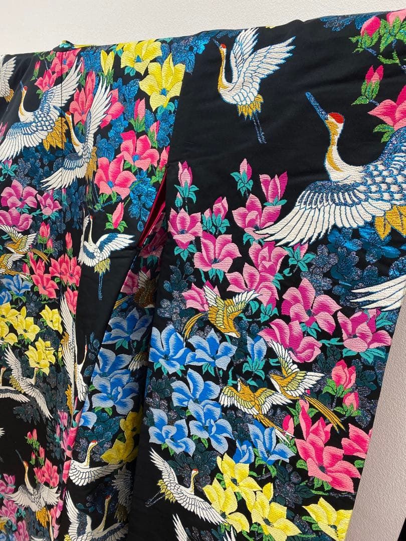 打掛 豪華 鶴 鳥 色打掛 黒地 身丈188cm