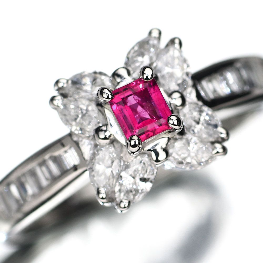 レッドベリル　プラチナリング　0.09ct 13号 レッドベリルプラチナリング0.09ct 13号