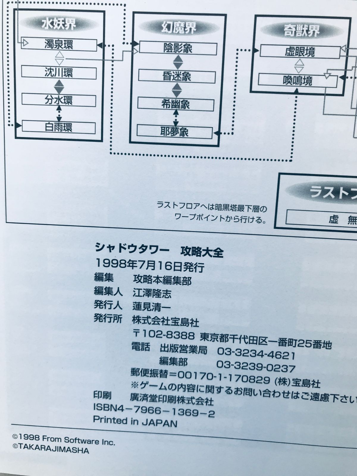シャドウタワー 攻略大全 攻略本 ガイド 初版 PS Shadow Tower 