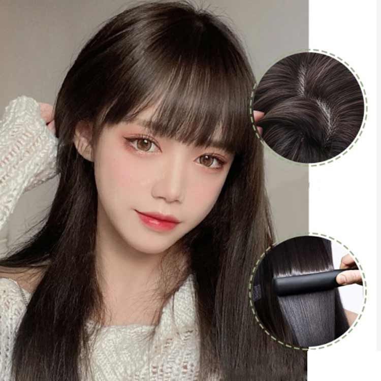 フルウィッグ人毛100%医療ウィッグ鎖骨ミディアム　ストレートナチュラルブラック フルウィッグ人毛100%医療ウィッグ鎖骨ミディアムストレート