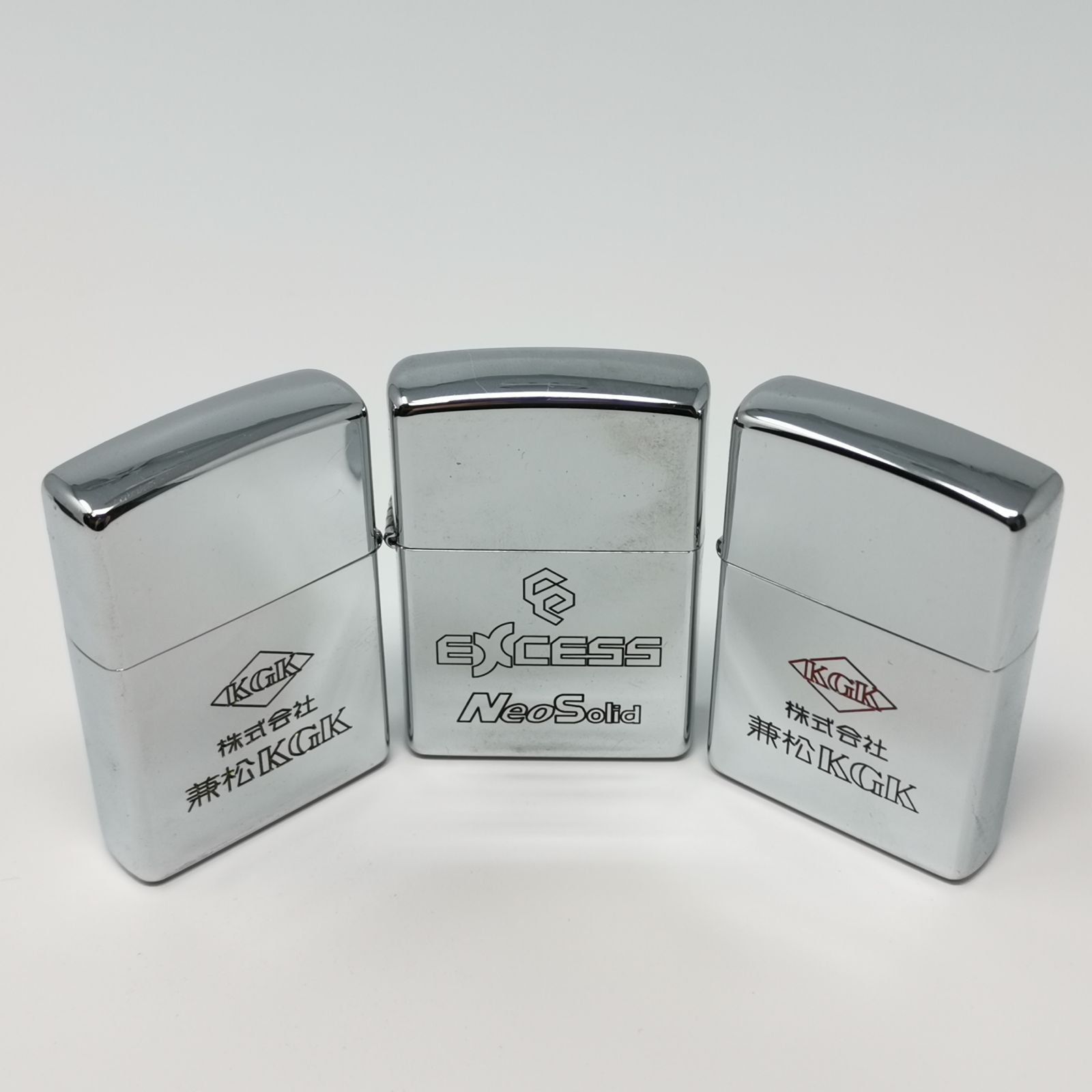 ジッポ 3点セット シルバー 企業刻印あり 1点火花 2点着火未 ケースあり 管理番号KKVNKO3008