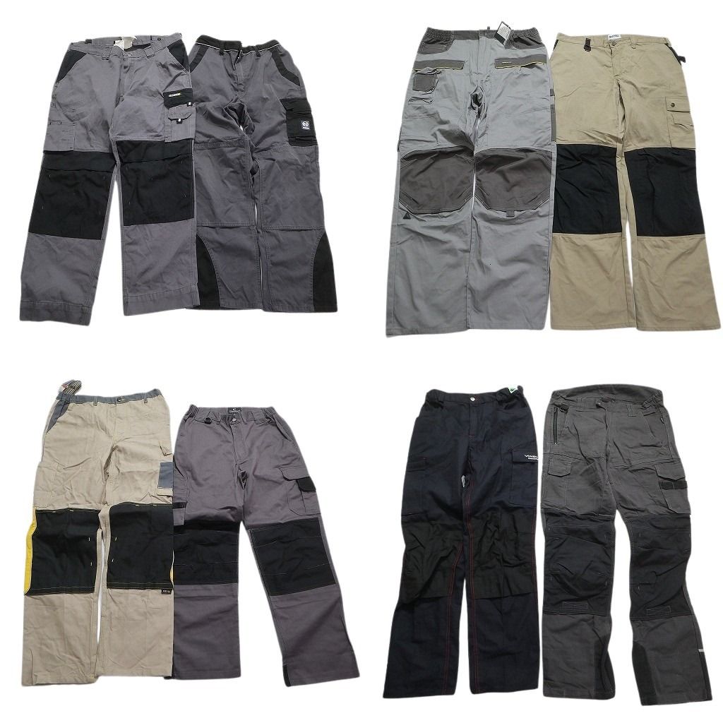 古着卸 まとめ売り ユーロワーク パンツ 8枚セット (メンズ ) ツートンカラー ダブルニー ギミック系