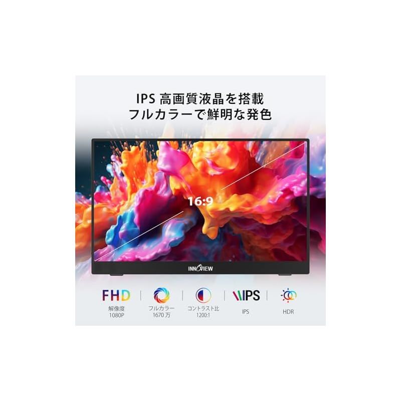 モバイルモニター 15.6インチ InnoView モバイルディスプレイ 自立型 1920 1080 FHD ポータブルモニター IPS液晶パネル 薄型 軽量 持ち運び 壁掛けに対応 Switch PS3 PS4 PS5 Xbox One PC スマホ USB