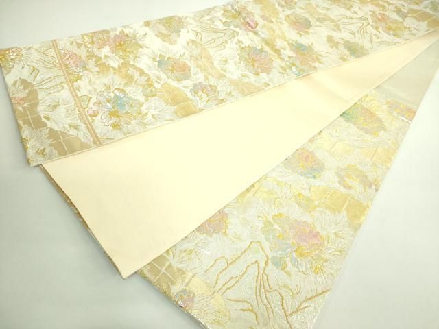 六通柄袋帯 山楽貴客文