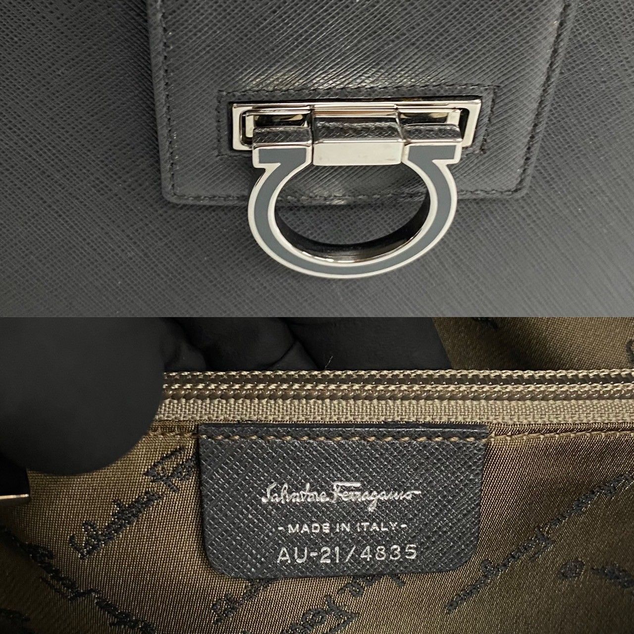 サルバトーレフェラガモ ガンチーニ金具レザー 肩掛けセミショルダーハンドバッグ ほぼ未使用 袋付き Salvatore Ferragamo サルヴァトーレ